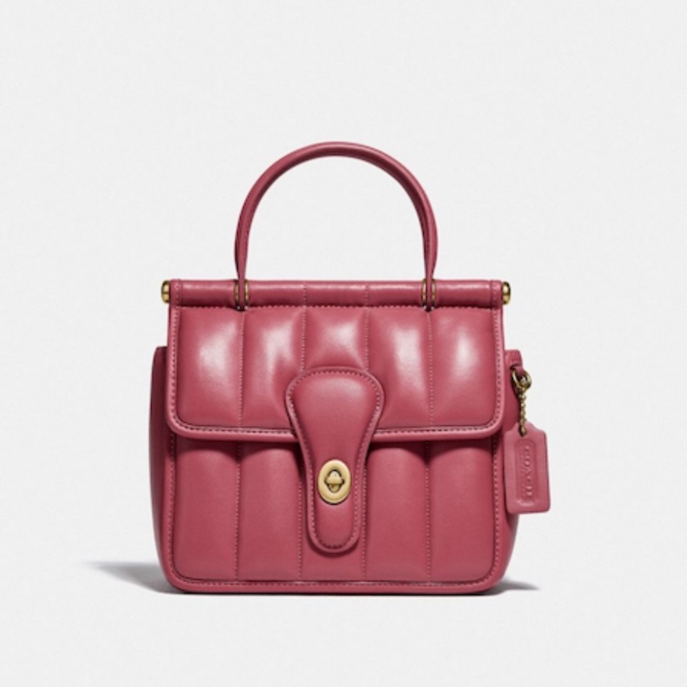 Coach Originals Quilted Willis 18 Top Handle Bag B4 Rouge Nappa Leather NWT